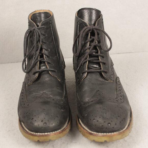 J.D. Fisk Phinney Black Ankle Boot Wingtip Brogue/Oxford Leather Mens 8.5 - Picture 4 of 13